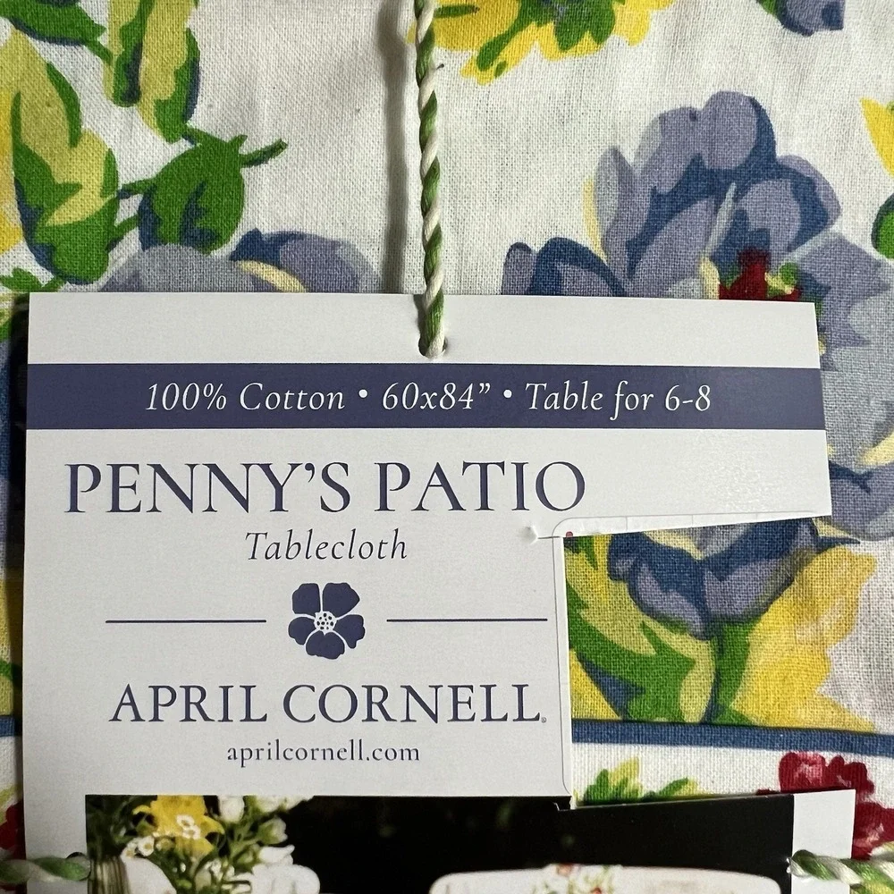 NEW April Cornell Tablecloth Floral PENNY'S PATIO 100% Cotton Sz 60x84